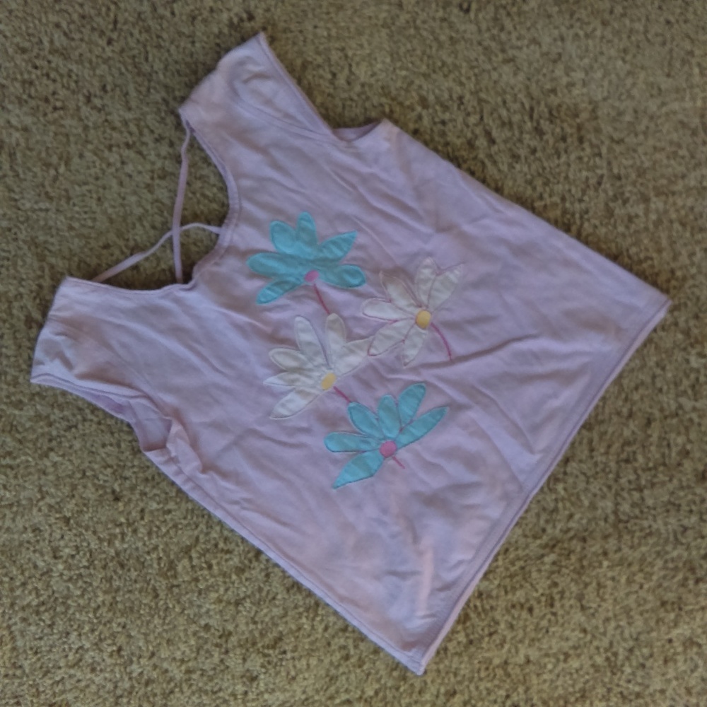 Green Cotton Lavender shirt with appliqued flowers